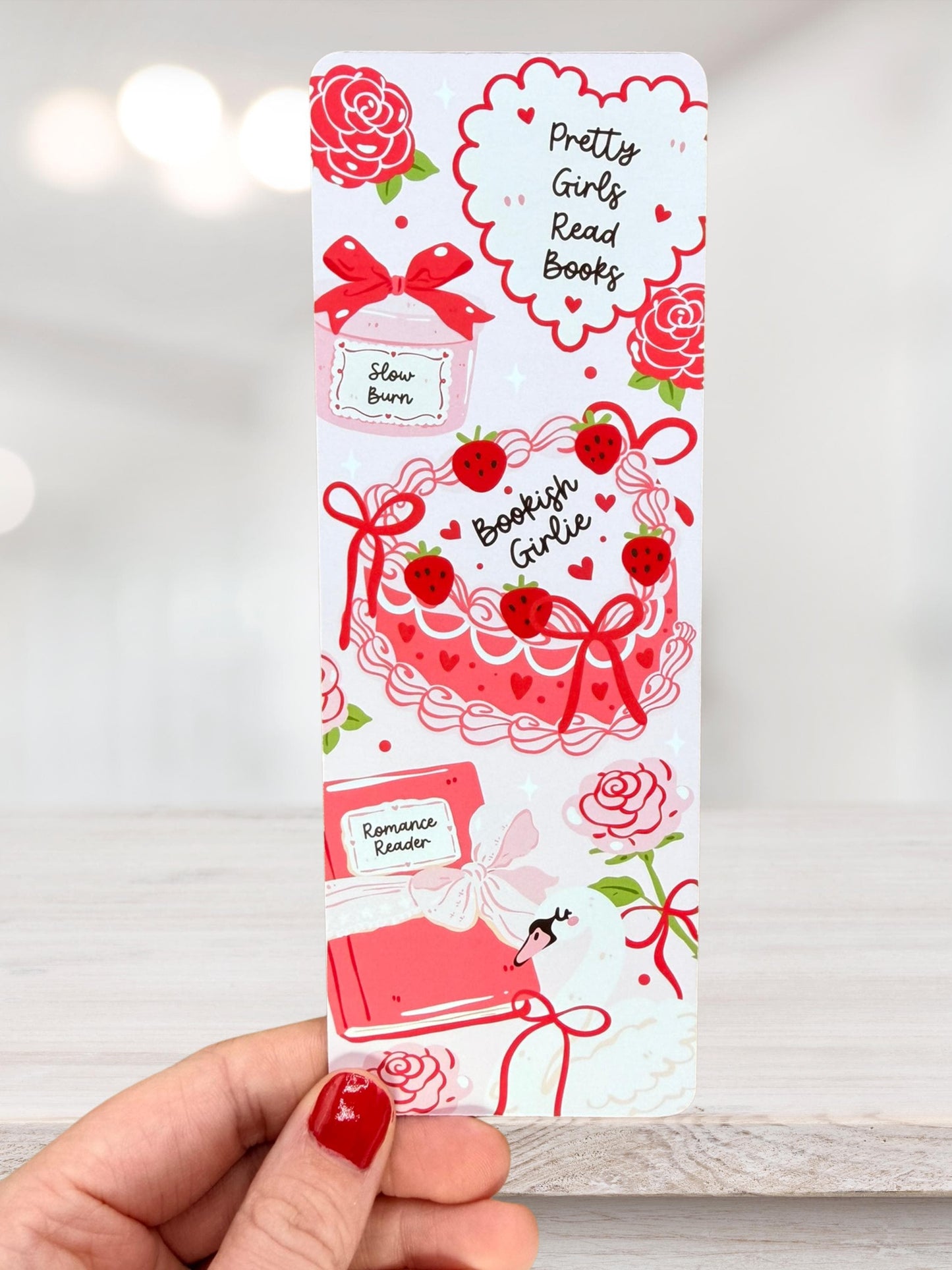 Strawberry Bow Bookmark | Bookish Girly Bookmark