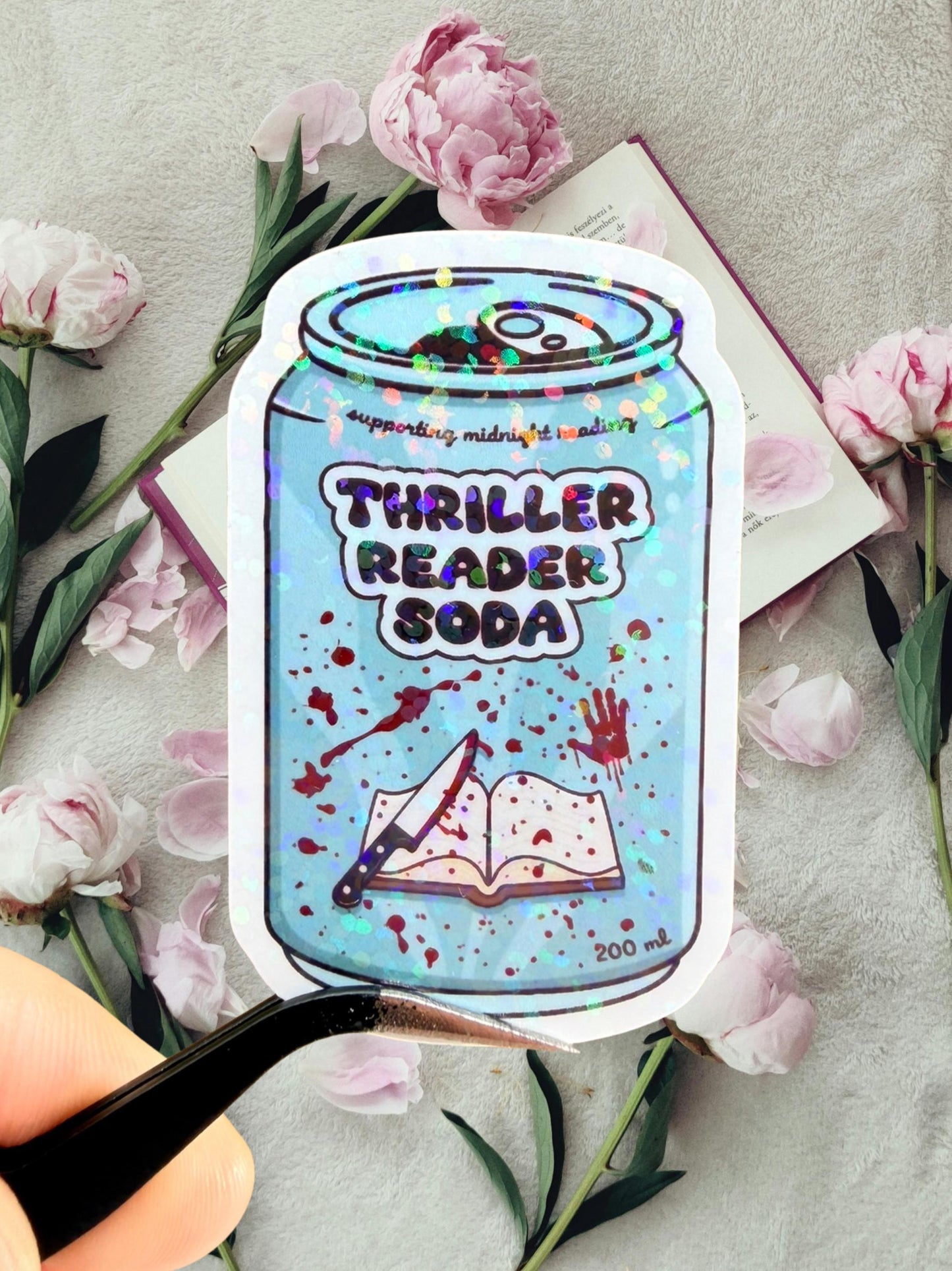 Thriller Reader Soda Sticker | Sparkly Thriller Sticker