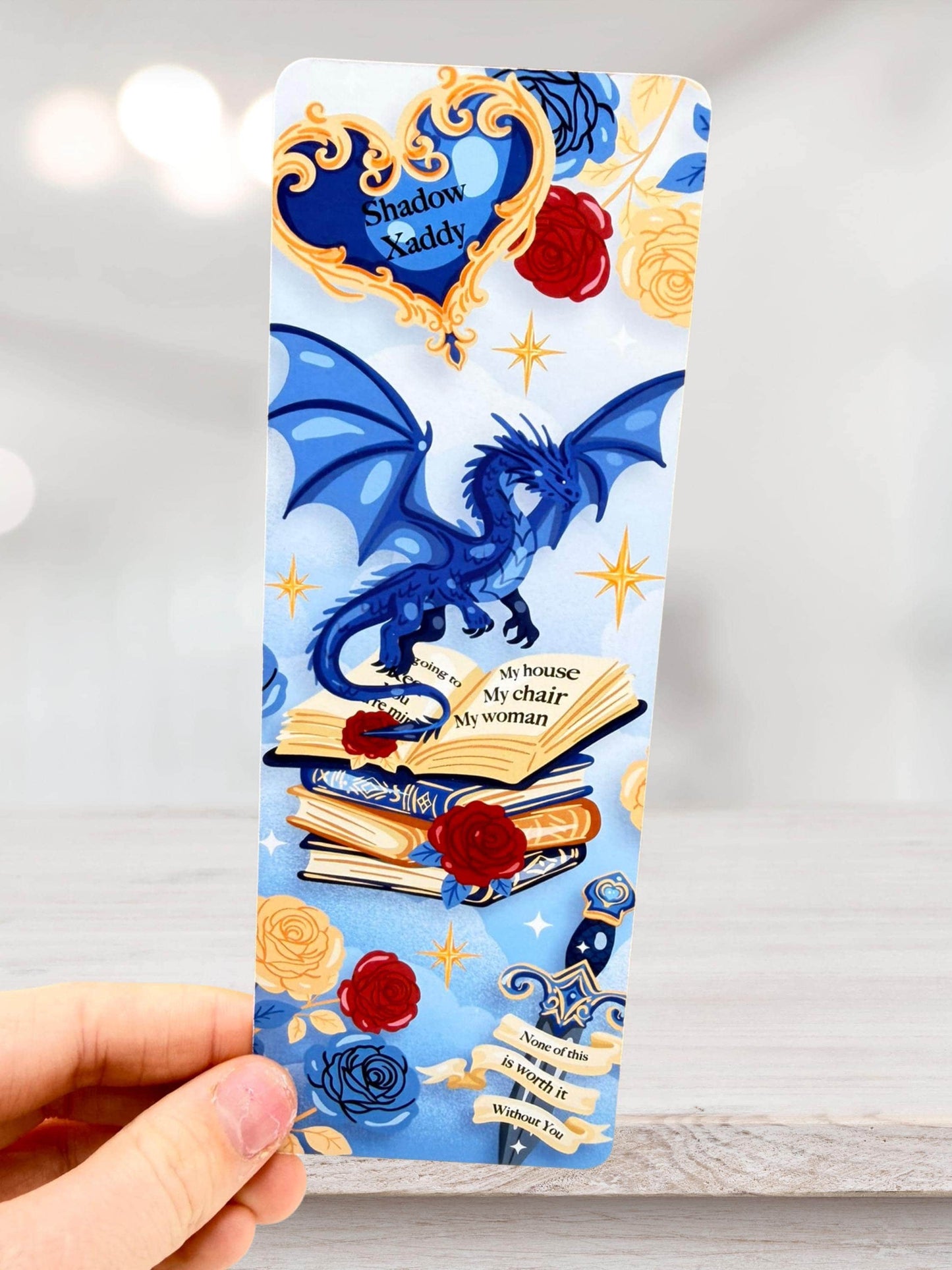 Shadow Dragon Bookmark | Fantasy Romance Bookmark