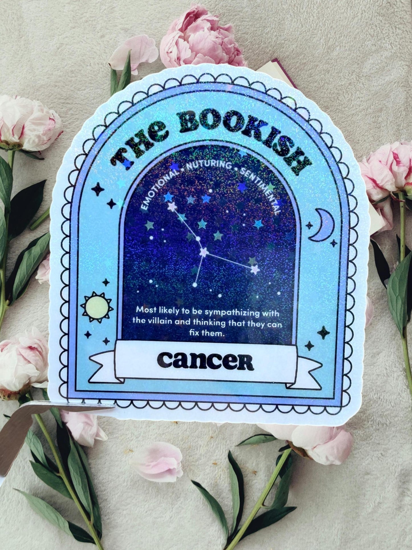 Cancer Bookish Sticker | Zodiac Reader Sticker