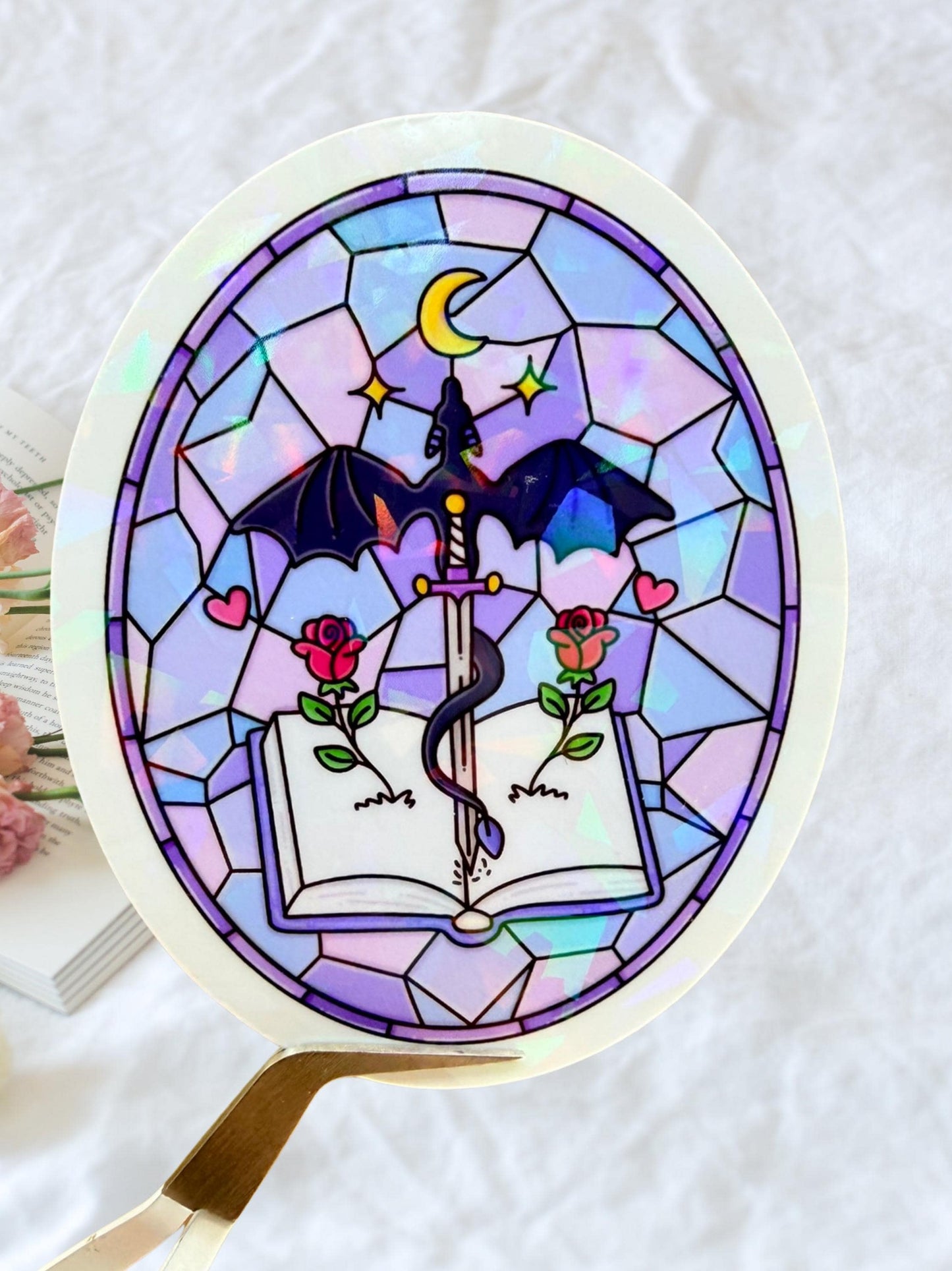 Fantasy Stained Glass Sticker | Witchy Moon Sticker
