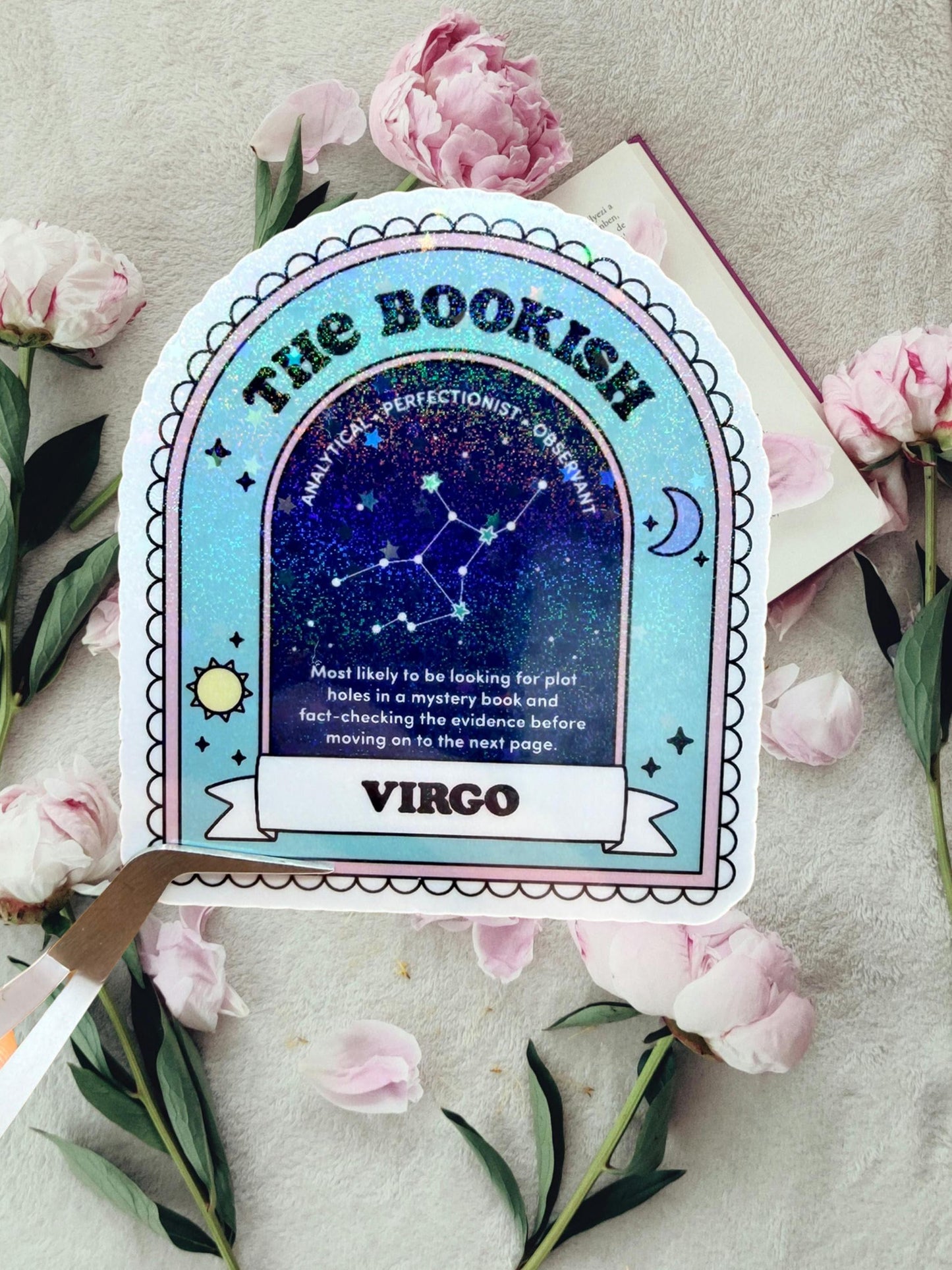 Virgo bookish sticker, zodiac reader sticker, astrology sticker, zodiac bookish sticker, reader gift, astrology gift