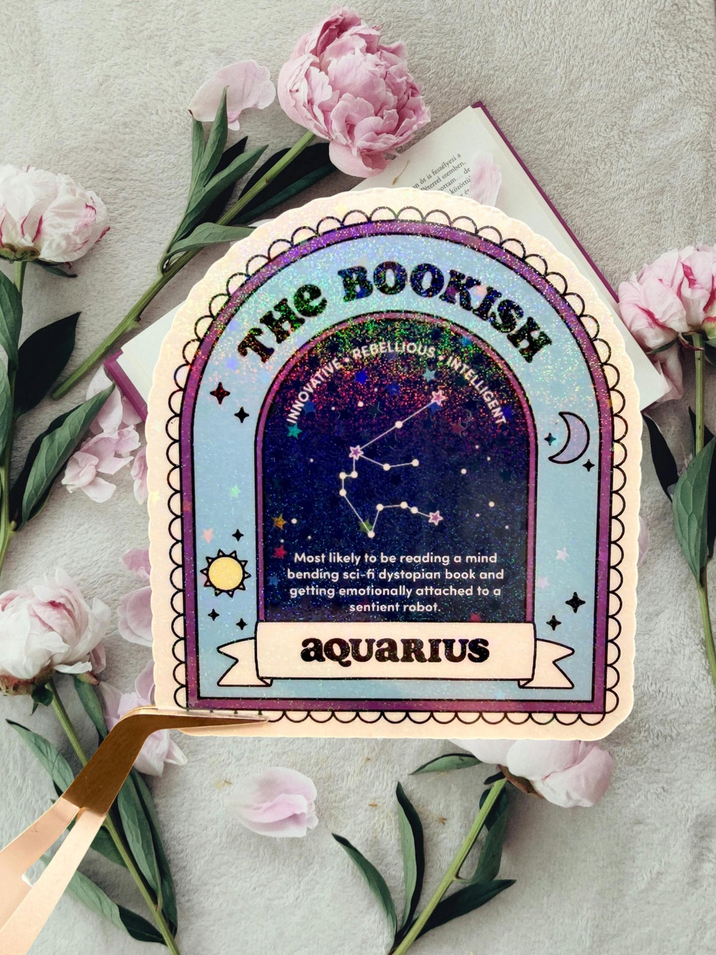 Aquarius Bookish Sticker | Zodiac Reader Sticker